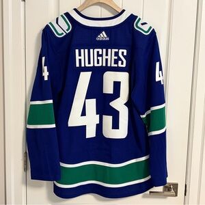 Authentic Adidas Vancouver Canucks Quinn Hughes Blue Orca Jersey Size 50 Medium